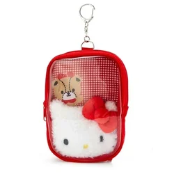 Cute Sanrio Hello Kitty Earphone Bag Hanger Kawaii Transparent PVC Anime Plush Doll Display Digital Camera Storage Bag Girl Gift