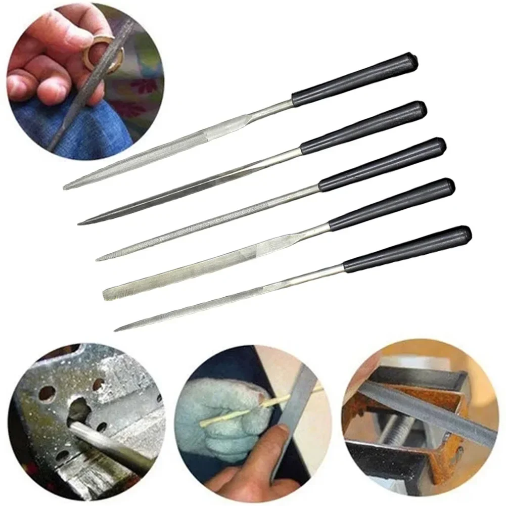 5pcs Diamond Files Set Metal Rasp Needle File For Steel Glass Tile Stone Metal Wood Carving Tools Woodworking Hand File Tool