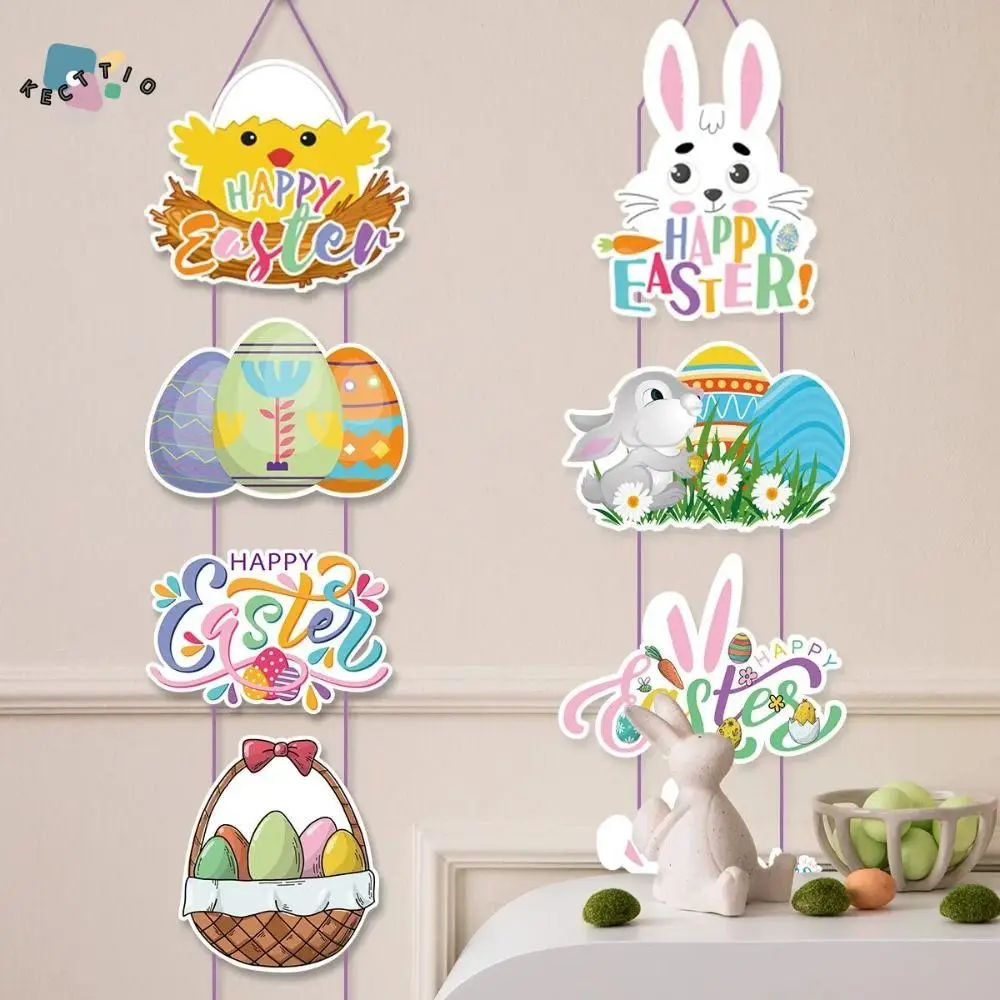 

10Pcs/set Easy Use Paper Easter Hanging Ornament Bunny Cute Easter Door Pendant Carrot Pattern Paper Door Hanging Home