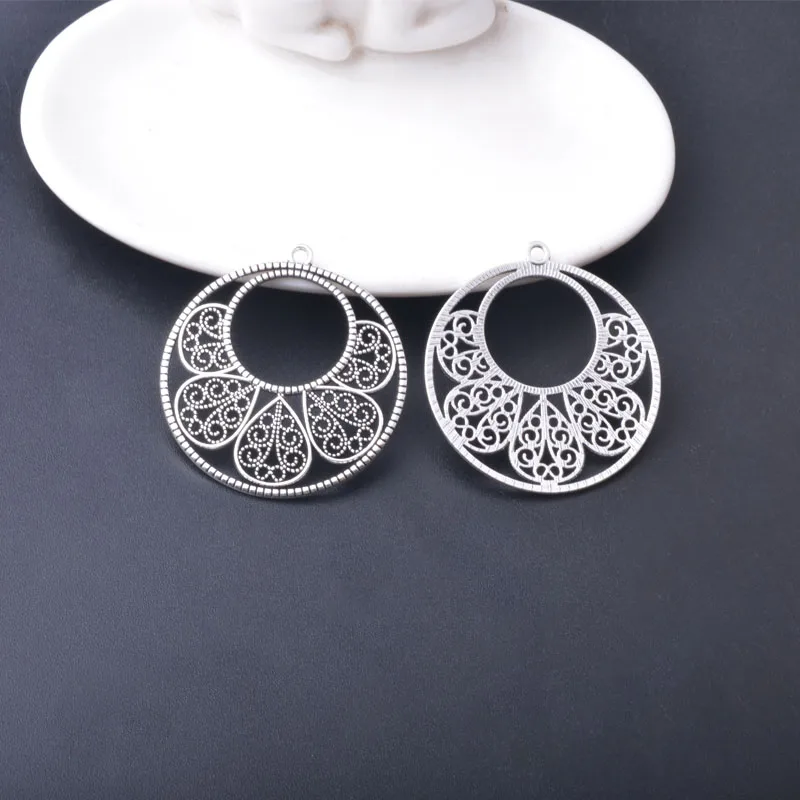 10 Stück/Set Ethnische Antike Silber- und Goldfarbene Anhänger für Schmuckherstellung, Geometrische Quadratische Ovale Boho-Anhänger für DIY Damenohrringe – Detail 10