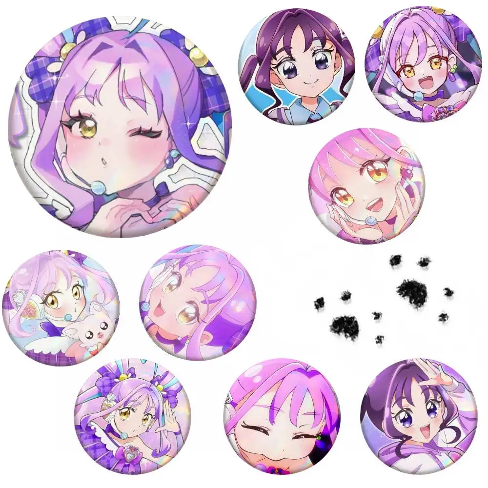 Cure Kyun-kyun Shigure Kokoro Anime Badge Tinplate Meme Round Brooch For Hat Bag Creative Lapel Jewelry Accessories Gifts