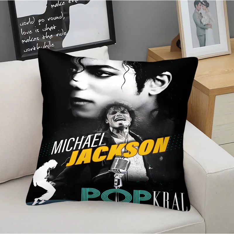 Michael Jackson Print Throw Pillow With Pillow Insert Classic The King Of Pop Collage Square Cushion Retro Bed Sofa Decor Gift