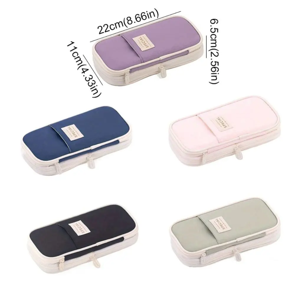 Macaroon Kawaii Pencil Cases Double Zip Retractable Expandable Pencil Case Large Capacity Stationery Box Student Stationery