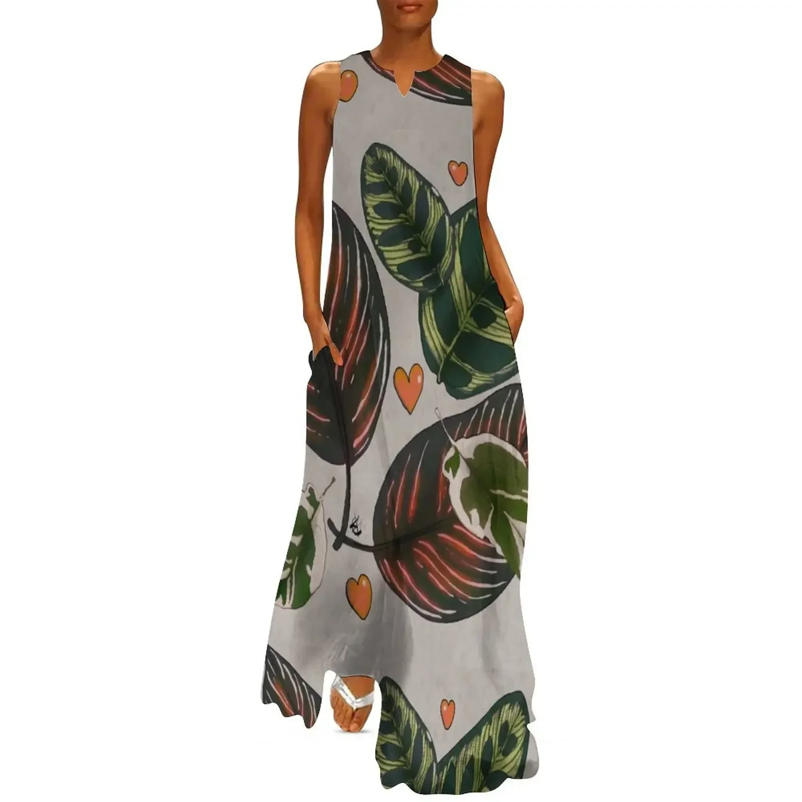 

Calathea lithograph Long Dress clothes for women Dress women chic and elegant woman dress loose women's