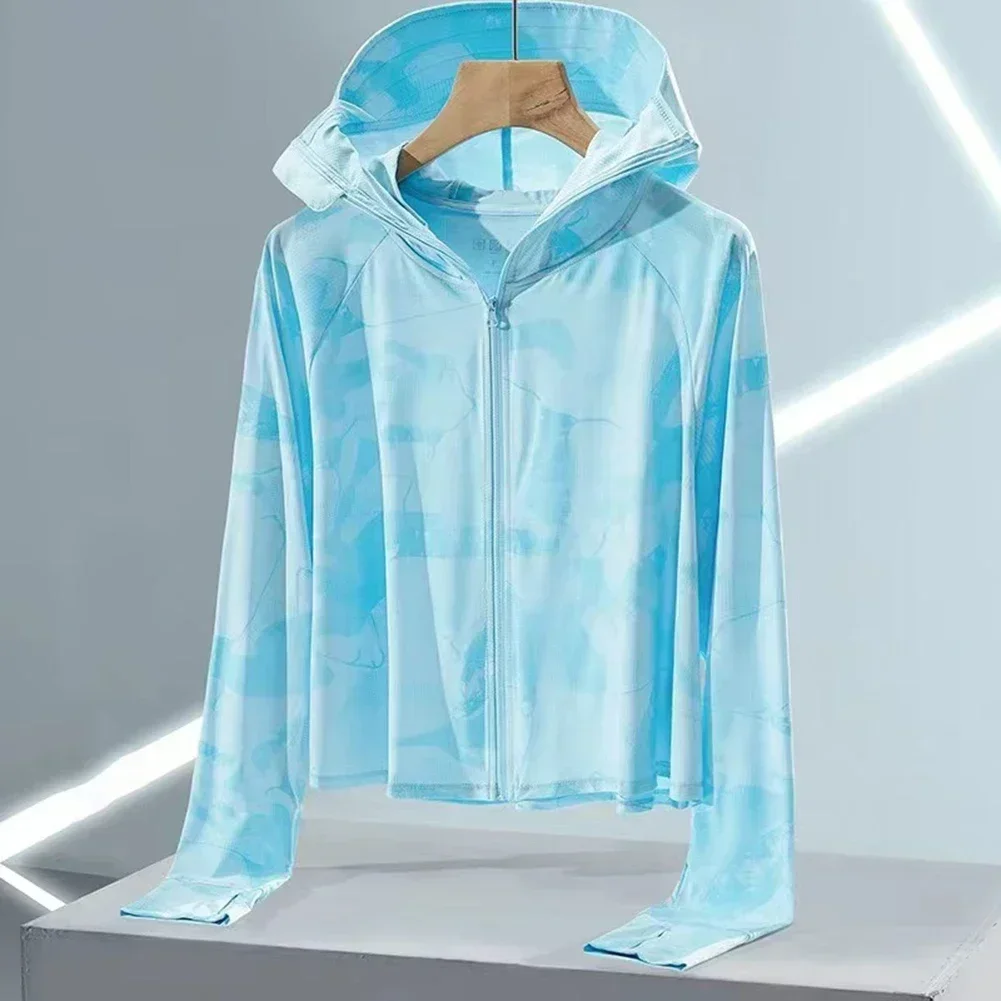 Ice Silk Sun Protection Clothing Women Jacket Tops Anti-Ultraviolet Spring Summer Hooded Coat Thin Sun-Protective