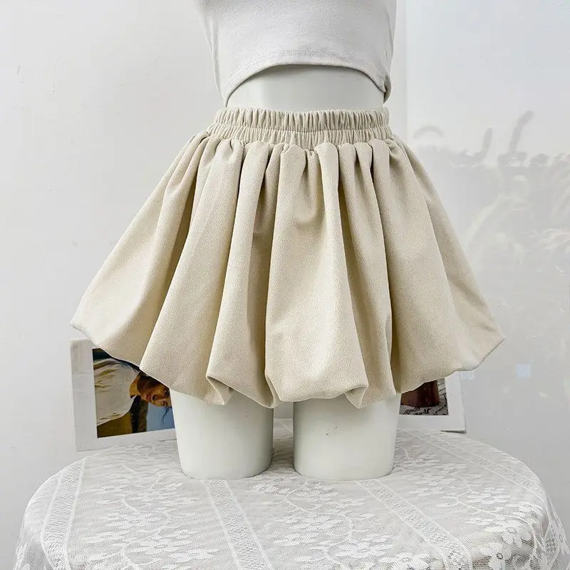 Korean Style High Waist Elastic Half Skirt Women's Commute Spring New Design Loose Slimming Short Skirt Floral Bud Pattern