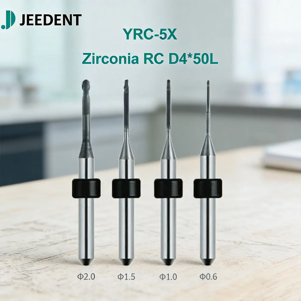 YRC-5X Milling Burs for Dental Lab Zirconia Diamond Coated DC DLC 0.6mm 1.0mm 2.0mm D4 50L Cutting Tool