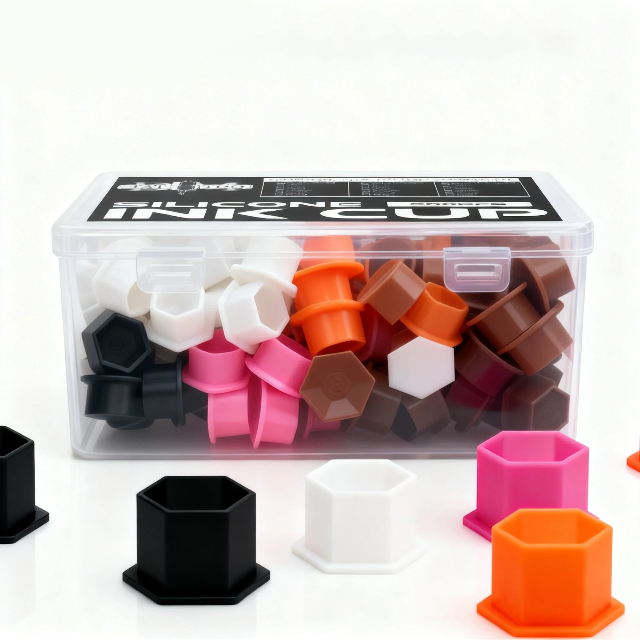 DM 200pcs Honeycomb Silicone Tattoo Ink Pigment Cups Holder Permanent Makeup Cups Container Ink Caps Tattoo Supplies