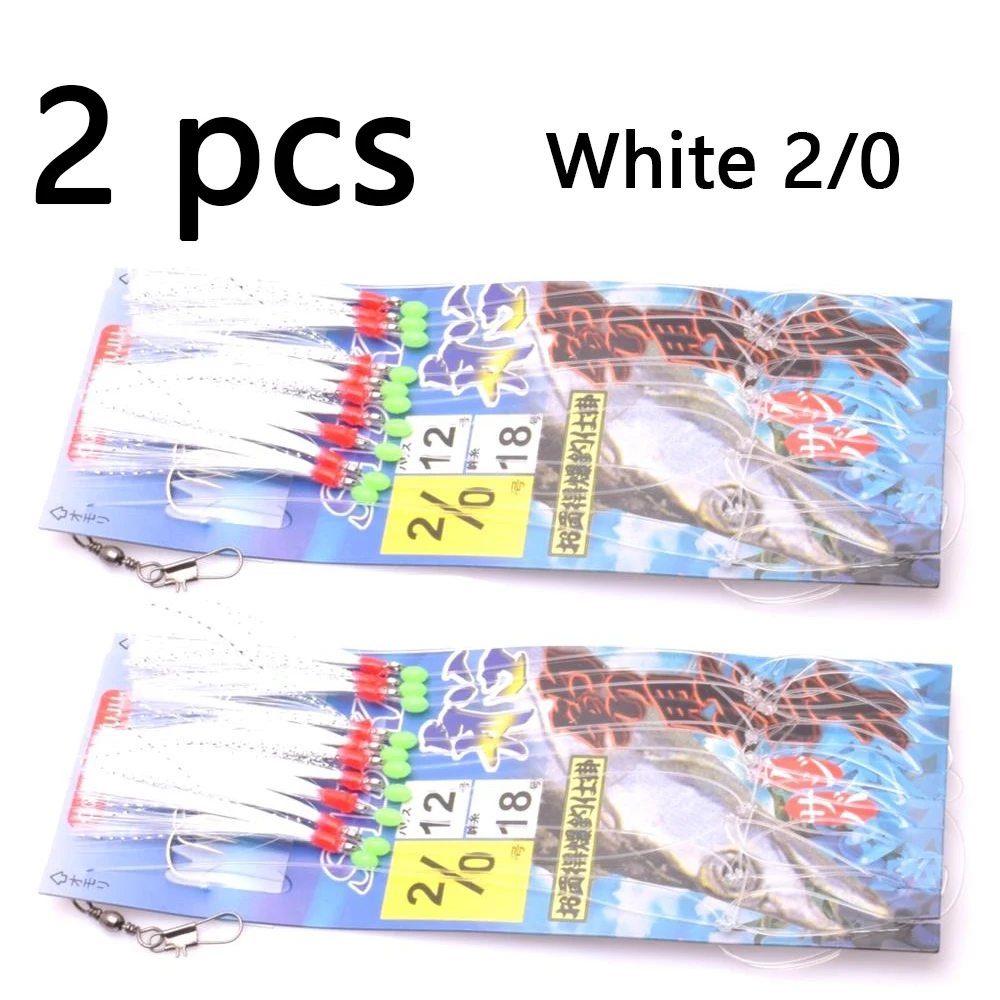 2 Packungen Simulierte Schnurhaken, Weißhaarig, Grünhaarig, 10 Haken, Leuchthaken, Fischhaut-Haken, Meeresangeln, Bootsangelhaken – Detail 15