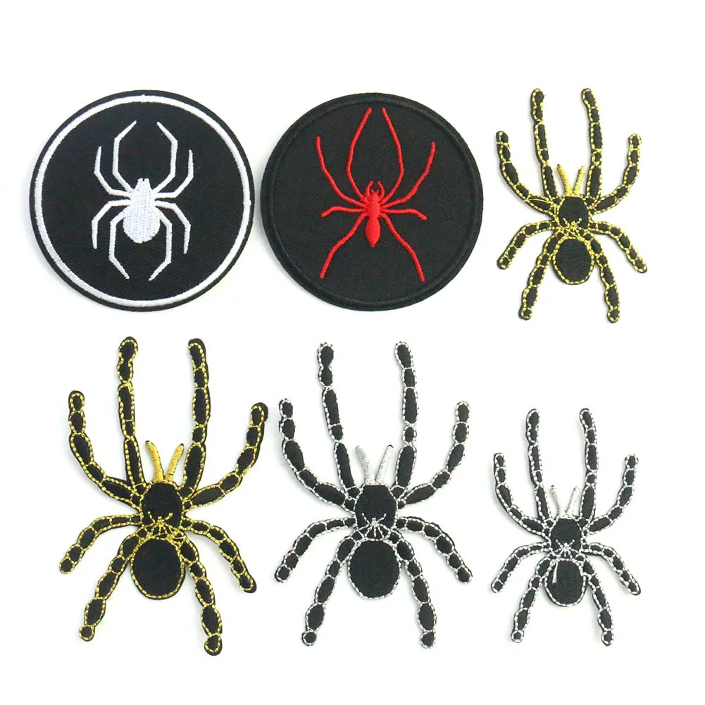 Cool Gecko Embroidery Patch Wolf Spider Appliques Round Tarantula Iron-on Badge Honeybee Scorpion Thermo Adhesive Cloth Stickers