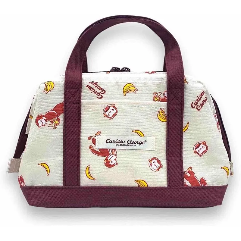 

New Anime Curious George Monkey Women Nylon Thermal food door bag Kids Lunch Bags Cooler Bag For Children