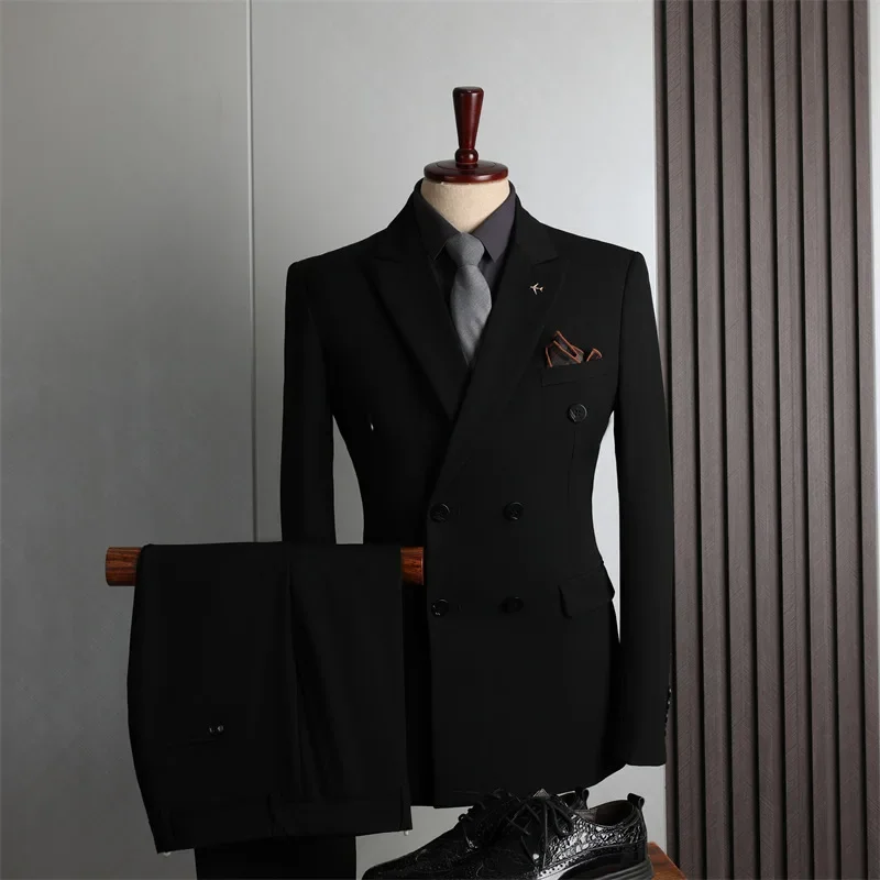 (32) Customized Double-breasted Suits for Men  Formal Business Casual Fashion