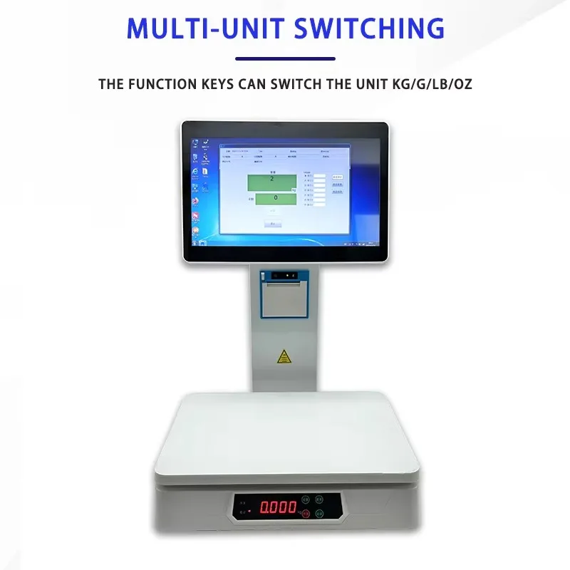 AI Recognition Dual Screen All-in-One POS Scale for Weighing and Checkout in Supermarket Convenience Store