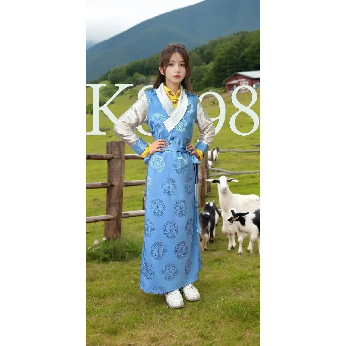 

New Tibetan girls Bora print dress