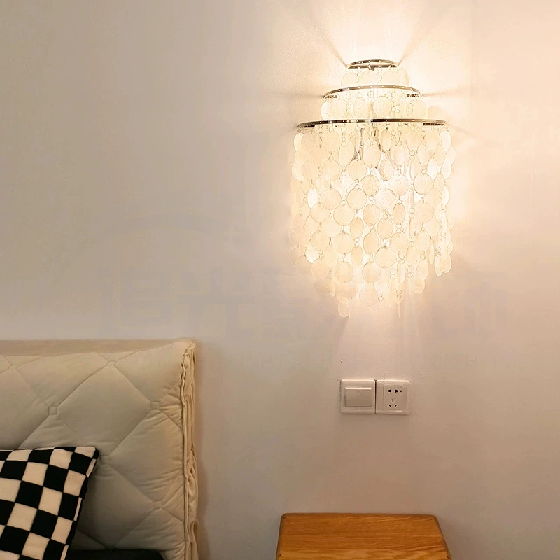 Conchas lâmpada de parede luxo arandela luz para sala estar quarto