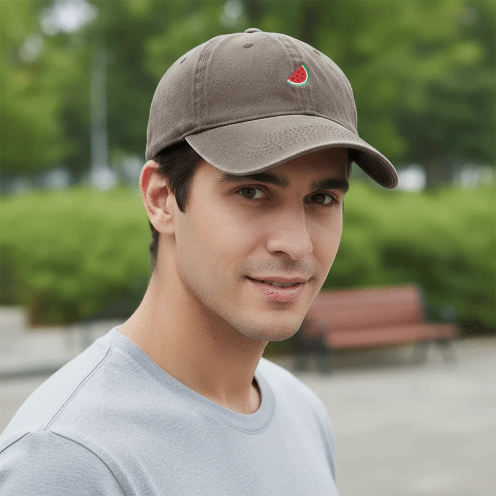 Watermelon Embroidered Baseball Cap Visor Washed Cotton Peaked Cap Sun Protection Adjustable Sport Trucker Hat For Man Women