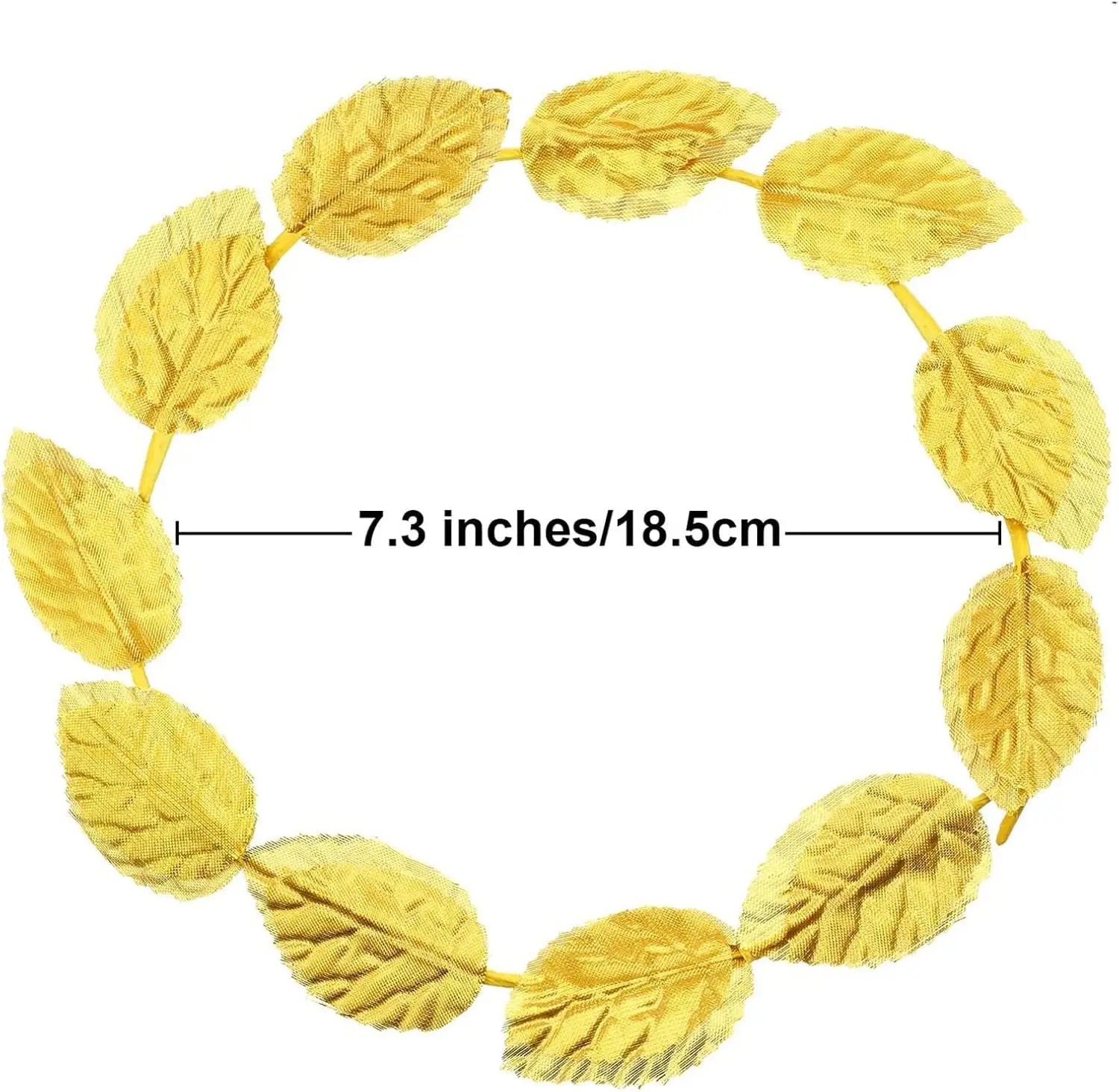 3Pcs Laurel Wreath Crown Roman Leaf Headband Gold Greek Headpiece Goddess Costume for Women Men Halloween Headdress Party Deco