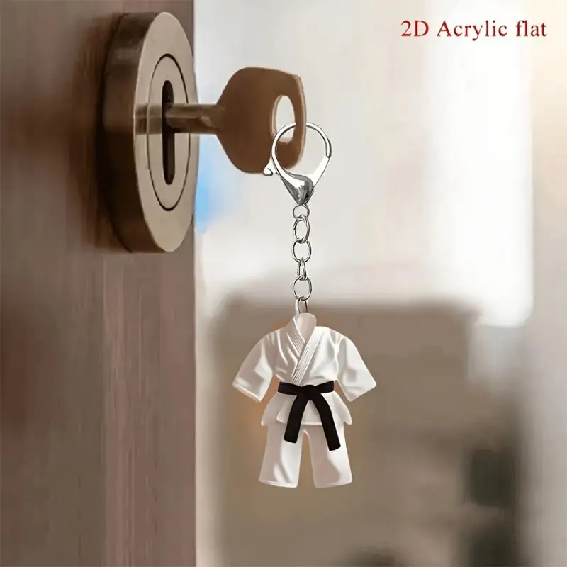 Taekwondo-Kleidung Anhänger Schlüsselanhänger Sport-Thema Acryl-Ornament Charm 2D Flache Hängedekoration für Festliche Partys – Detail 4