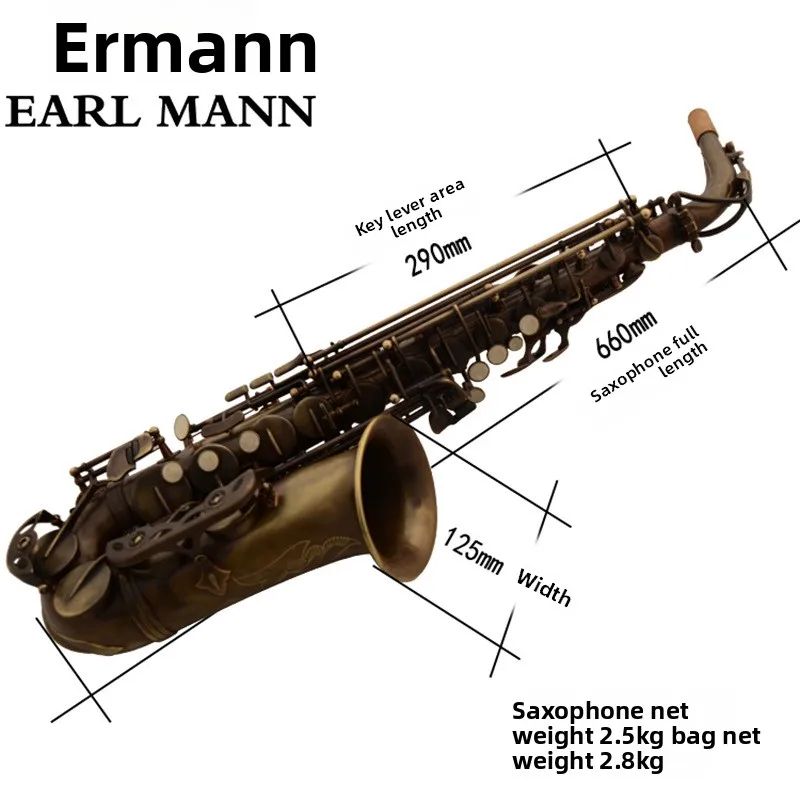 Ehrman Instrument Earl Mann Drop E Antique Copper Brass Alto Saxophone Professional