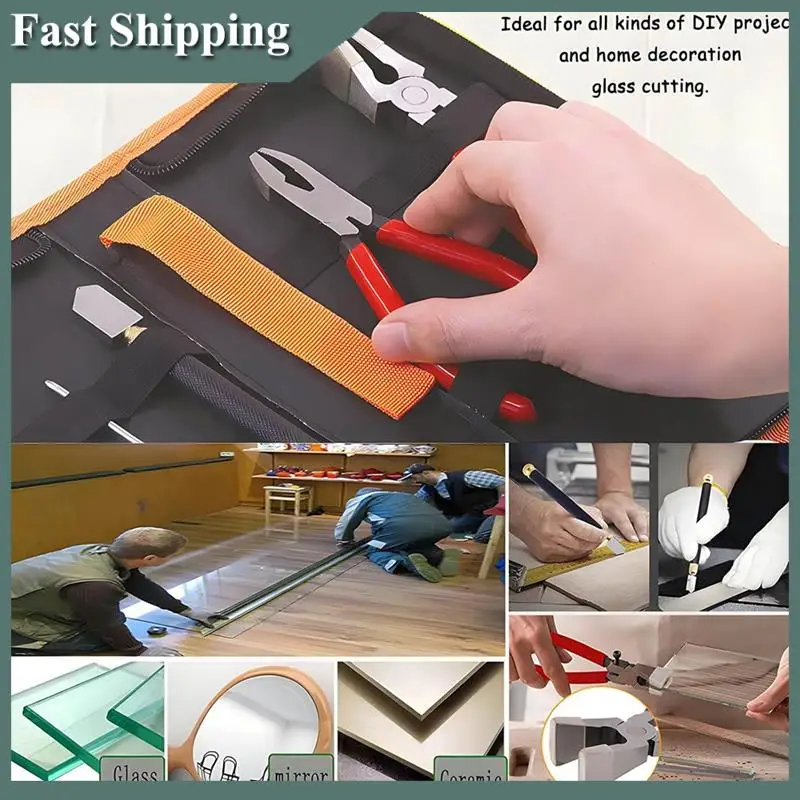 -MEOF Professional Glass Cutter Tool Set: 2 Pcs With Running Pliers, Curved Jaws & Breaking Pliers With Rubber Tips