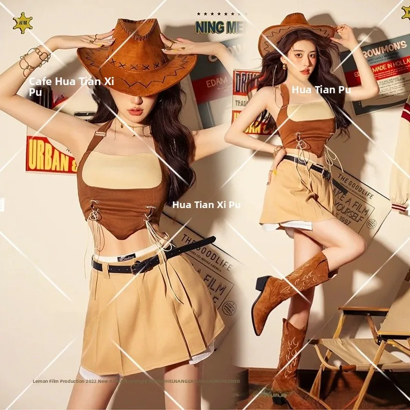 

New 2026 Western Cowboy Photography Costume Fashion Sweet Cool Retro Women's Art Photo Studio Performance Clothes