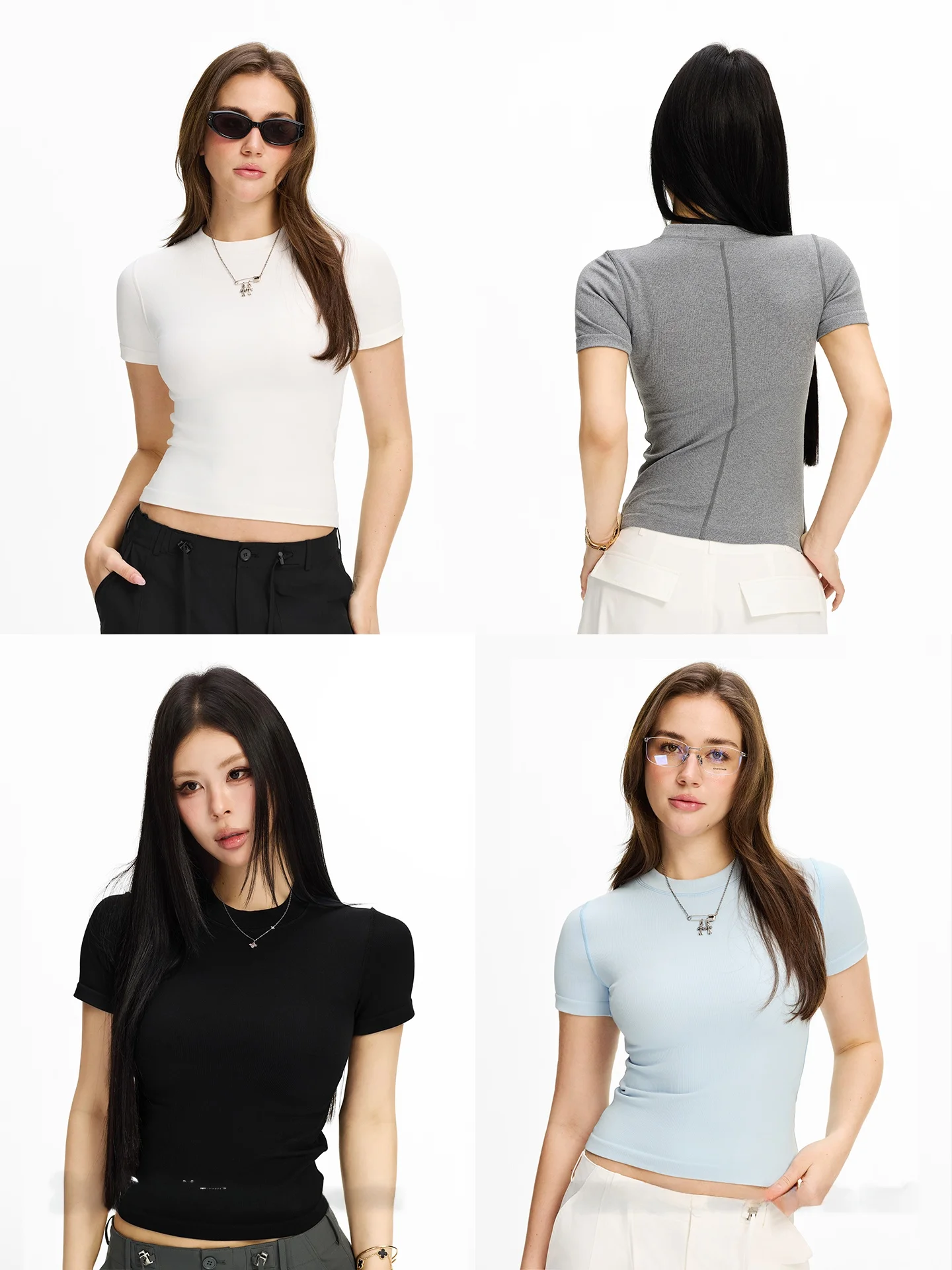 

Женская футболка с коротким рукавом для похудения, повседневный стиль, серия Black Label, Micro Plump, весна-лето, топ до плеч