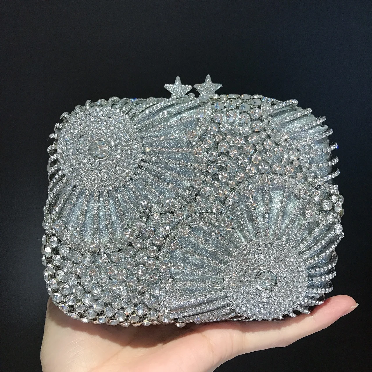 Full Diamond Elegant Flower Evening Purses and Handbags Luxury Designer Wedding Party Rhinestone Bridal Wedding Clutch Bags