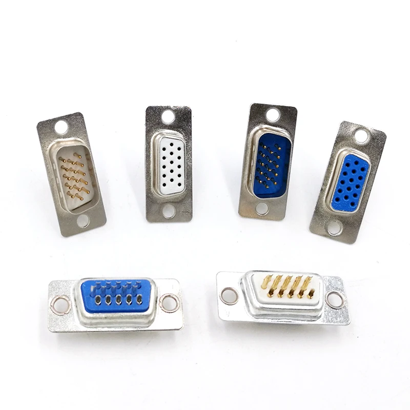 10PCS DB15 data cable connector plug VGA Plug connector 2/3 row 15pin  female Male port socket adapter D type DP15