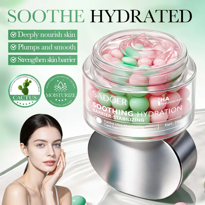 Cactus Giant Moisturizing and Smoothing Capsule Cream 70g Face Cream Deeply Nourish Skin Plumps Strengthen Skin Banrier