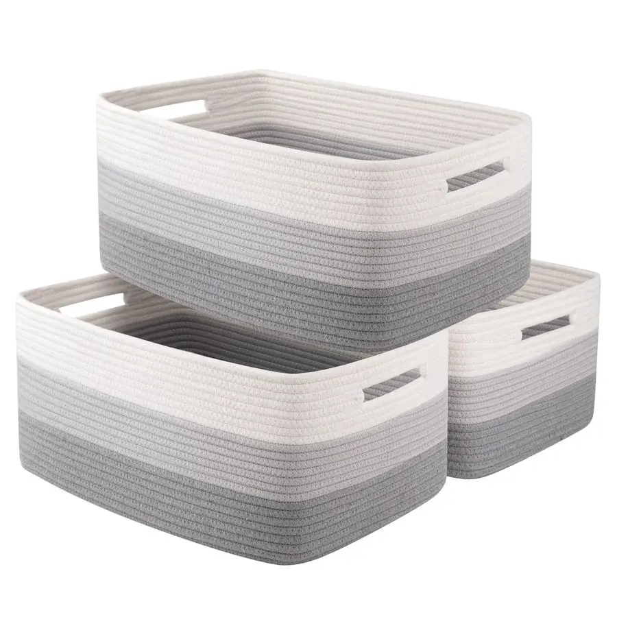 

Storage Basket for Organizing, Woven Rope Basket for Shelves, Closet Organizer Bins for Clothes, Blanket, Toys, Baby Nursery Sto