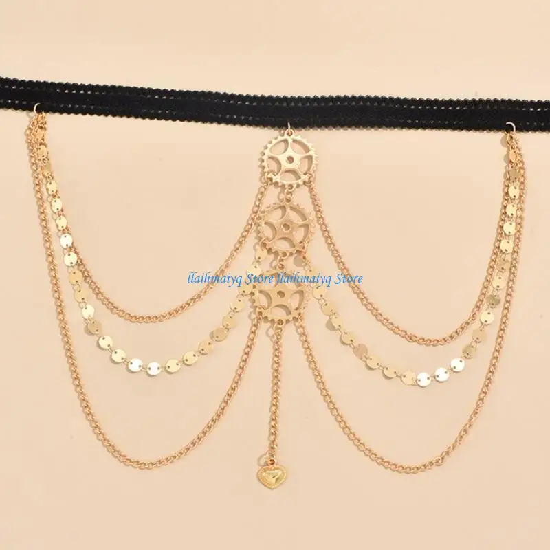 573B امرأة متعددة الطبقات الجوف خارج والعتاد سلسلة السيدات روك الصيف شاطئ البحر الساق سلسلة