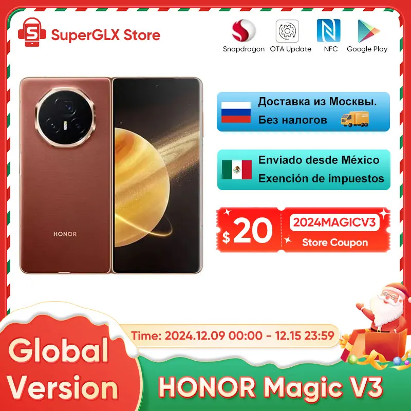 Global Version Honor Magic V3 5G Foldable LTPO AMOLED 120Hz Display 7.92