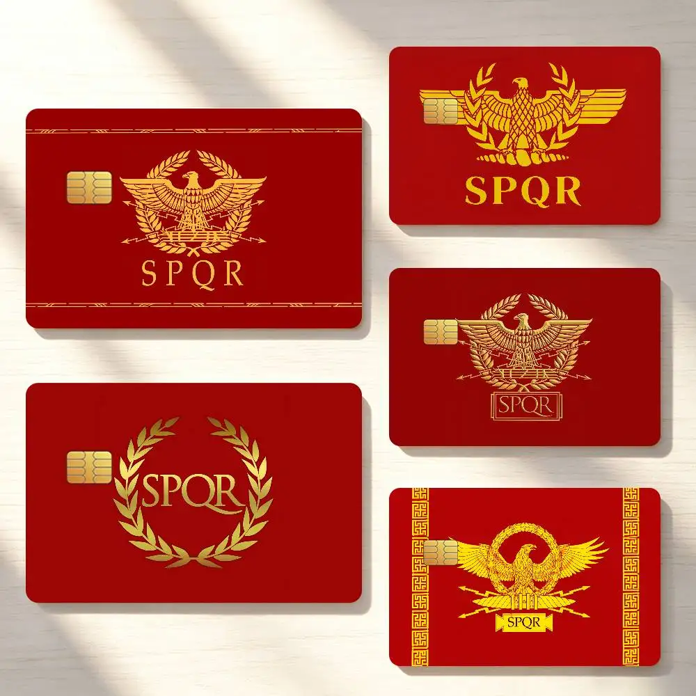 Gold Imperial Eagle Rome SPQR Credit Card Sticker Waterproof Anti-Scratch 4PCS Bank Debit Traffic Cover Decoration