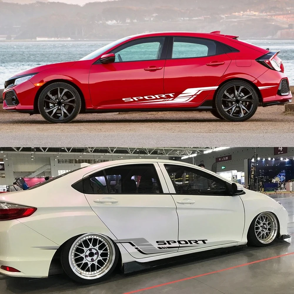Car Door Side Stickers Kit Racing Sport Vinyl Film Decals Waterproof PVC Decals Car Body Decoration Accessories For Honda Type-R