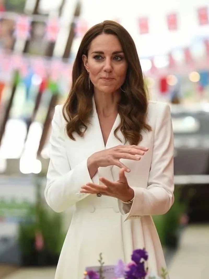 New Fashion Women White Blazer Coat Dress Kate Middleton Princess Elegant Long Sleeve Royal Autumn Outwearing For Ladies view 2