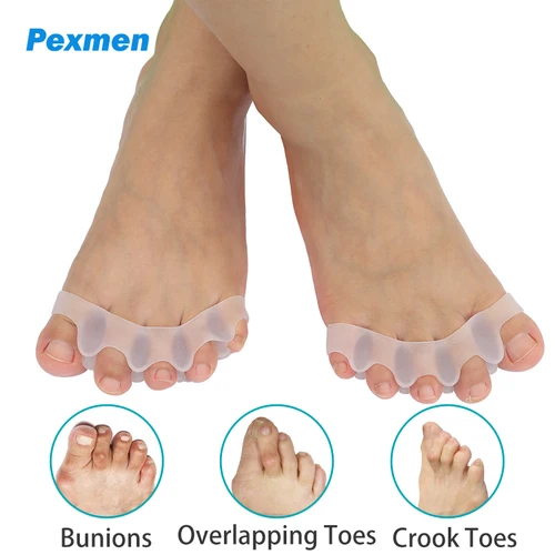 Separadores de dedos de los pies de Gel Pexmen, 2/4 Uds., restauran los dedos de los pies de forma Original, espaciadores correctores para juanetes y dedos superpuestos