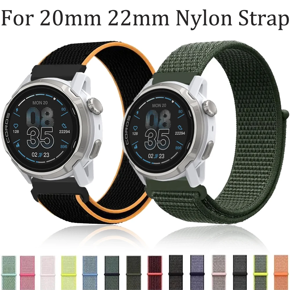 20mm 22mm Nylon Loop Strap for COROS APEX 4 42mm/PACE 4/Pro Smartwatch Wristband Suunto Vertical 2/Race 2 CMF Watch 3 2 Pro Band
