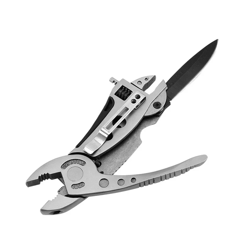 Mini alicates multifuncional portátil bolso faca chave de fenda ajustável jaw spanner para acampamento ao ar livre