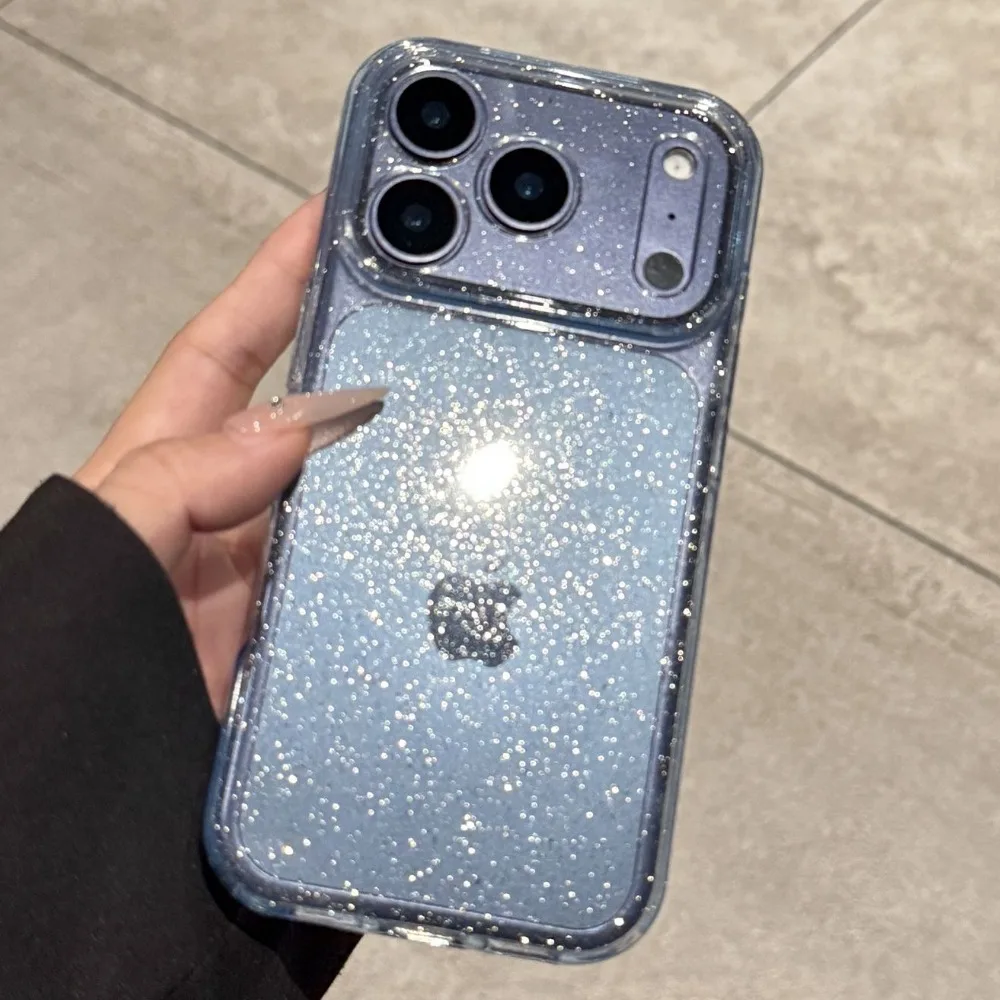 

Luxury Bling Glitter Silicone Clear Phone Case For iPhone 17 Air 16 15 14 Plus 13 12 17 Pro Max 17Pro Transparent Soft TPU Cover