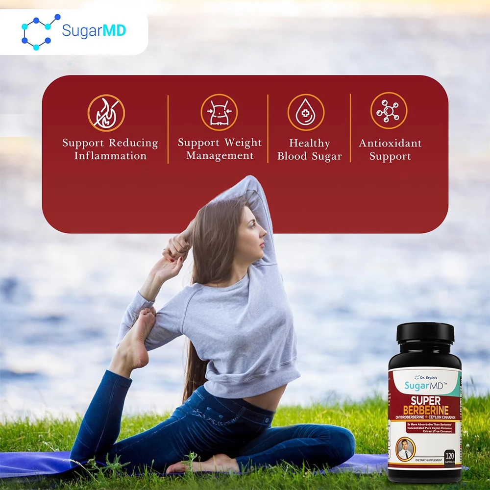 SugarMD 5X Super Berberine Supplement – 250mg GlucoVantage Dihydroberberine with 4000mg Ceylon Cinnamon for Weight Management