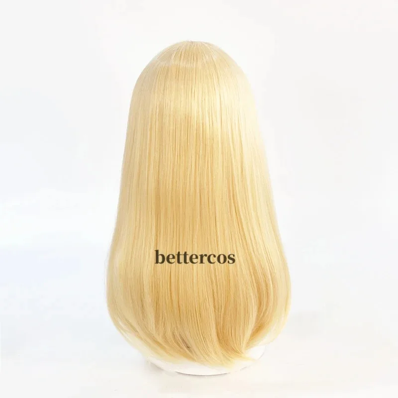 2025 22 تاريخ أنيمي ريس تأثيري كريستا لينز الذهب الأصفر مقاومة للحرارة الاصطناعية خصلات الشعر المستعار + غطاء شعر مستعار