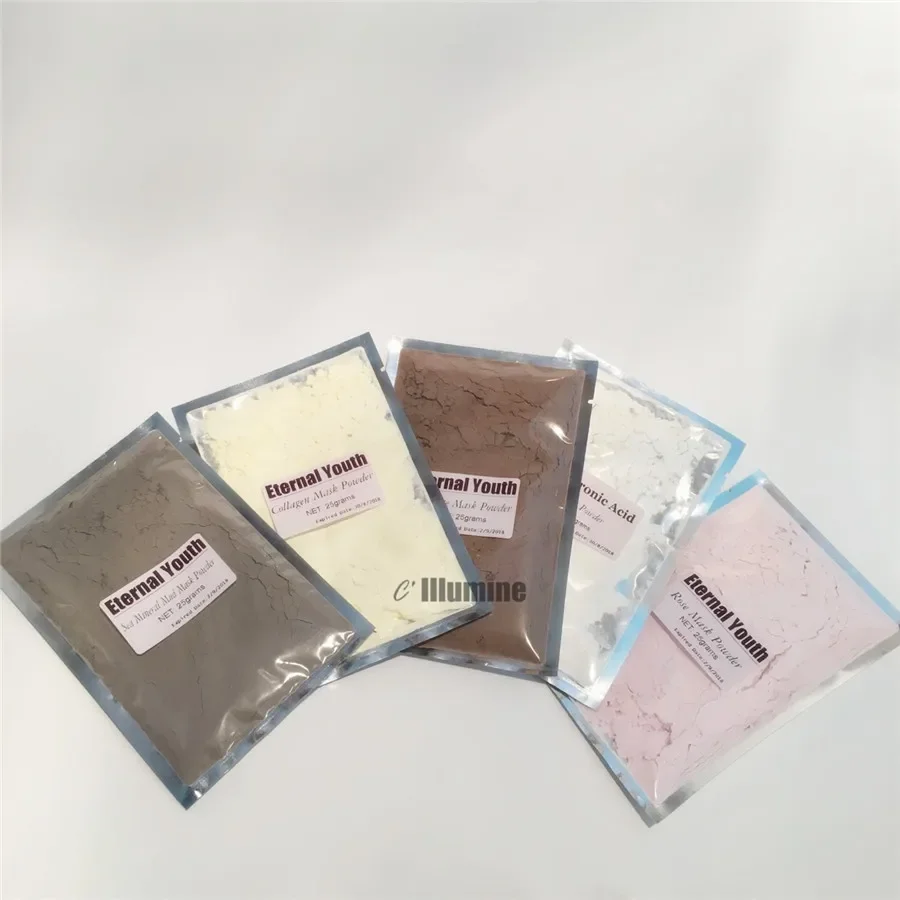 Anti-Aging Anti-Wrinkle Pack 25g 5Sorts Facial Mask Powder  Sea Mineral Mud Collagen Rose Chocolate Hyaluronic Acid