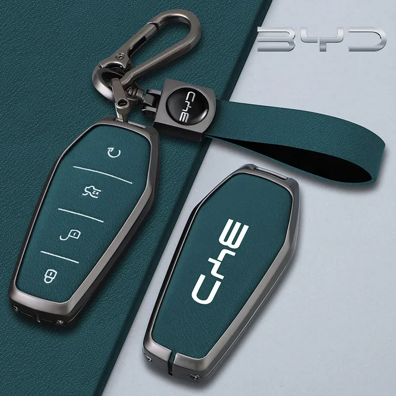 

Zinc alloy leather car key case case holder protects BYD Atto 3 sealed Tang Qin E3 E2 S1 Dolphin Han EV keychain accessories