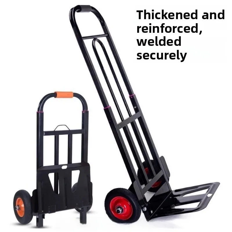 thickened-portable-hand-dragged-shopping-cart-household-cargo-moving-car-hand-pulled-trolley-foldable-carbon-steel-rubber-wheel