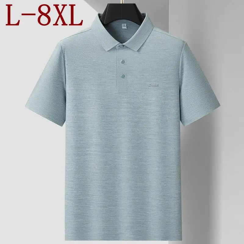 

Мужские поло-рубашки класса люкс 8XL, 7XL, 6XL, новинка лета 2026, приятные к телу, свободные футболки с отложным воротником, мужская одежда