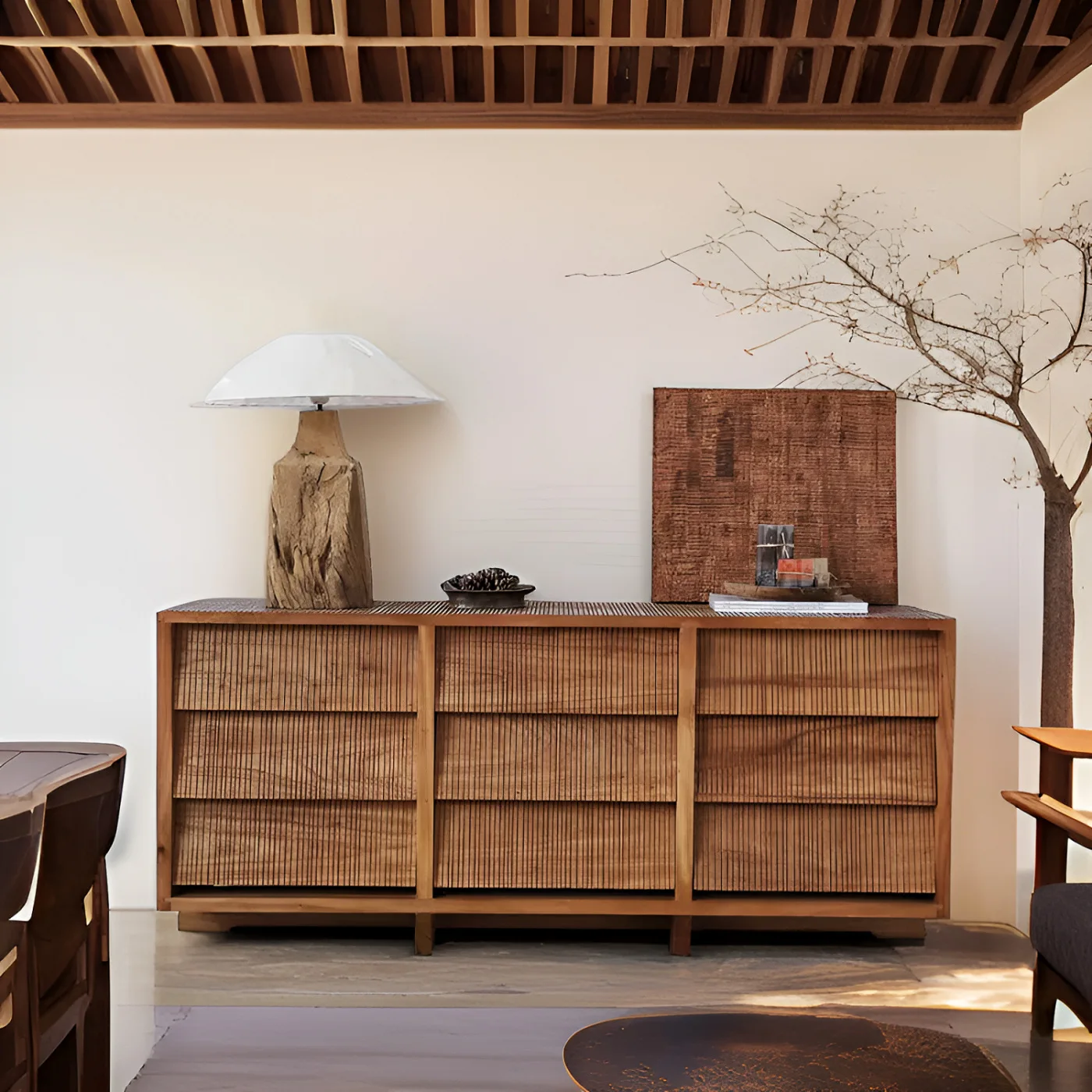 #Entrance cabinet Solid wood living roomDining side cabinet Medieval homestay storage bucket cabinet Japanese nine bucket cabine