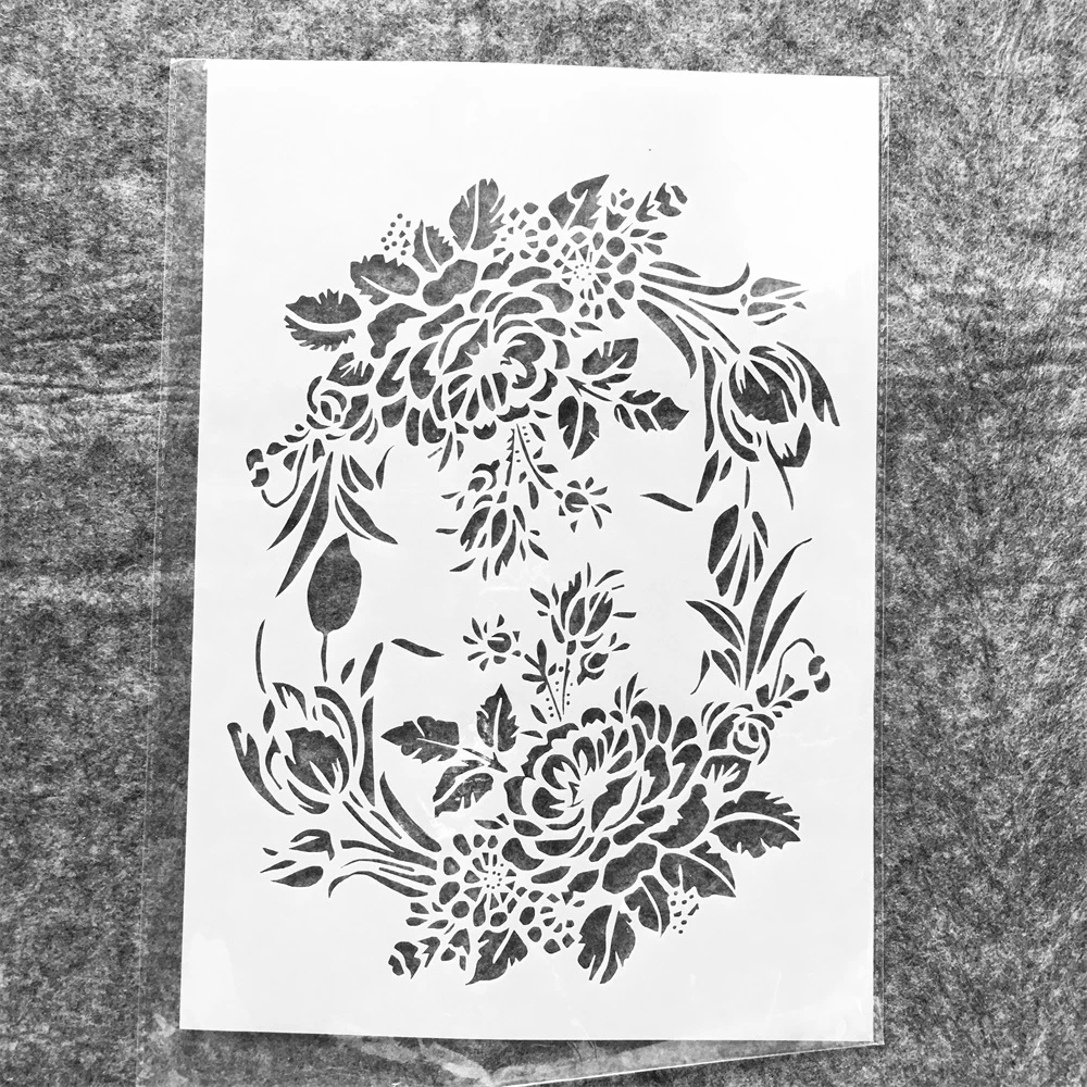 A4 29cm Flower Basket DIY Layering Stencils Wall Painting Scrapbook Coloring Embossing Album Decorative Template