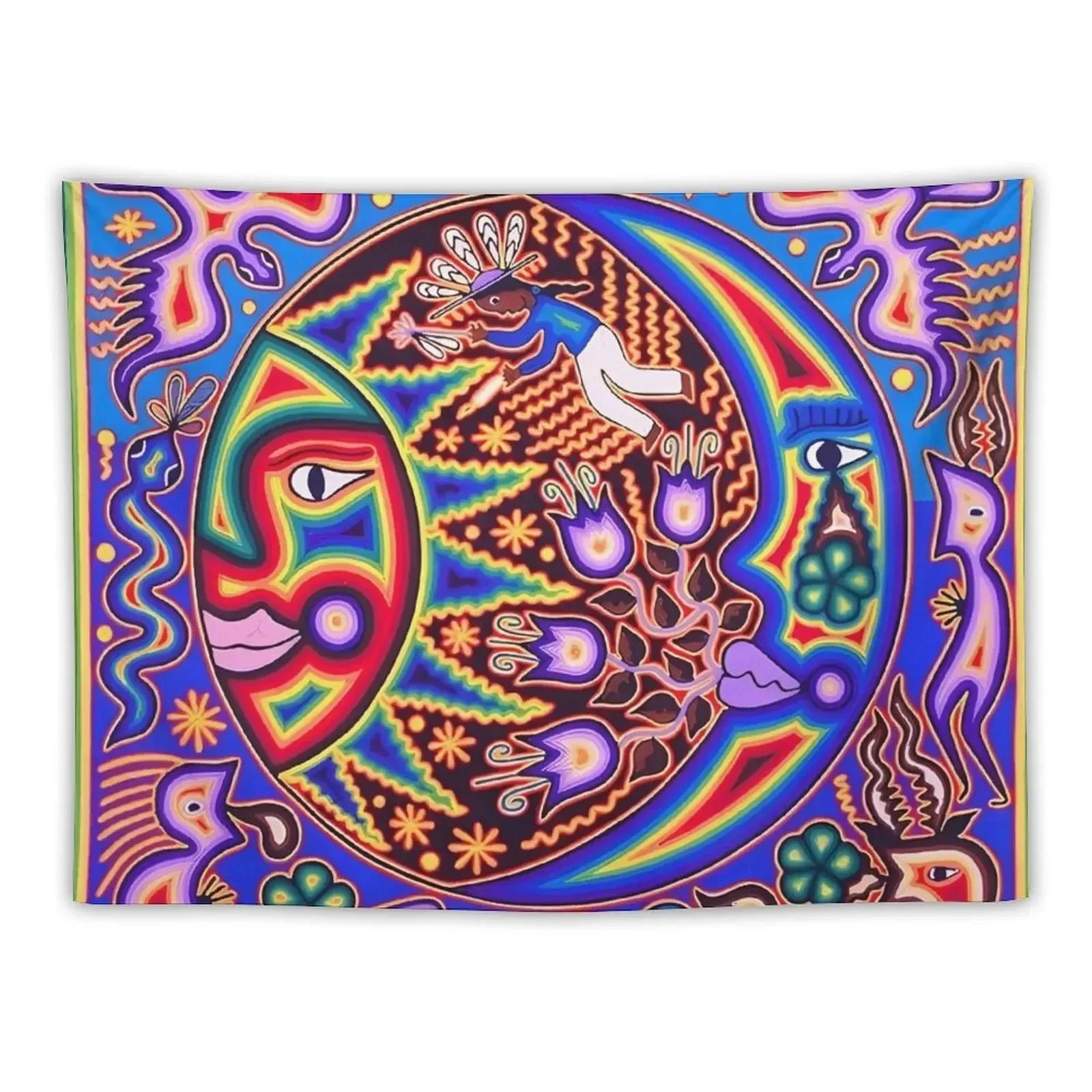 HUICHOL SUN MOON Tapestry Decoration For Bedroom Wall Art Luxury Living Room Decoration Wall Mural Tapestry