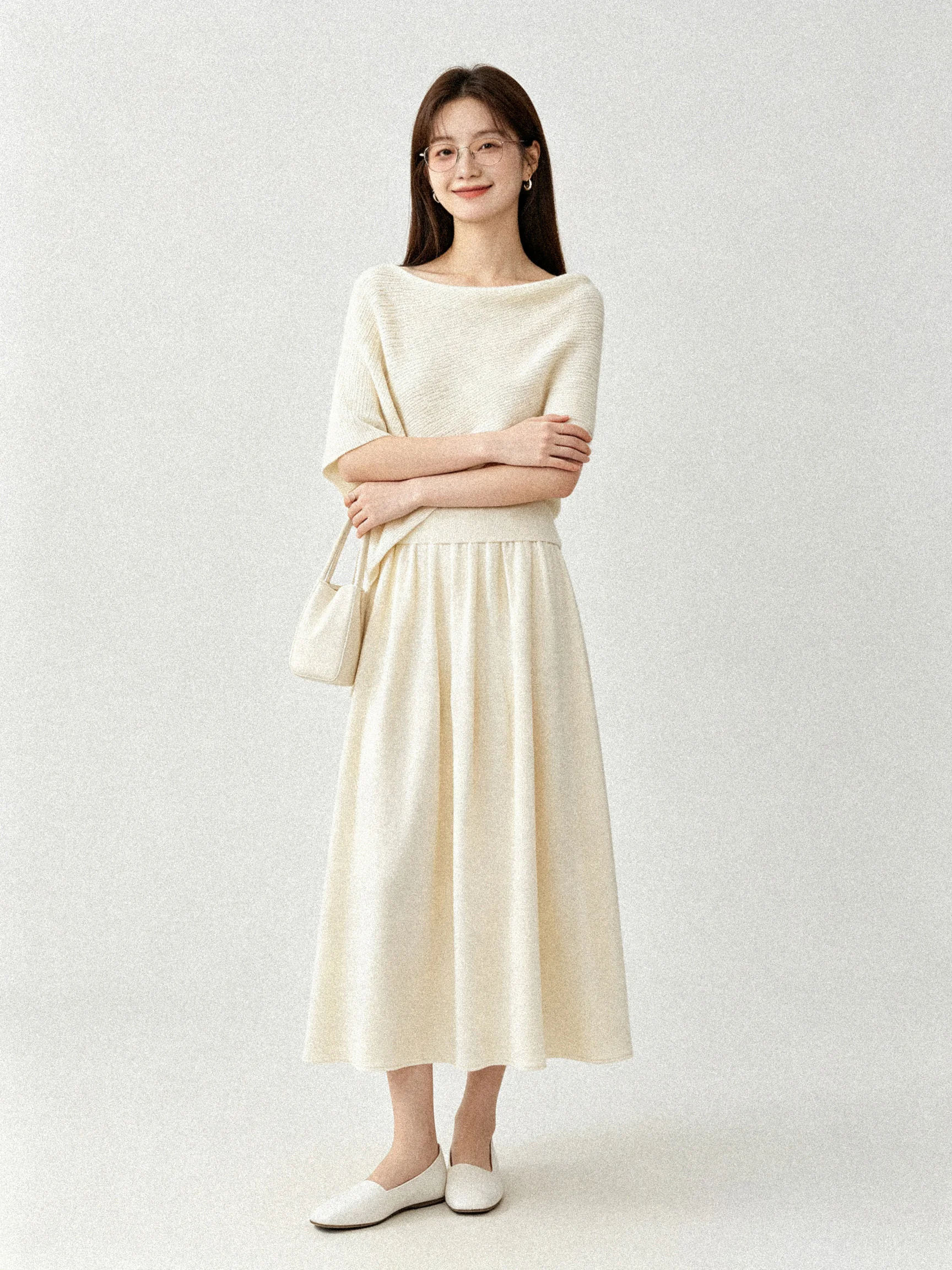 Knitted Shawl Top Set Women's High Waist A-Line  Skirt Early Autumn Korean Style Fashionable Ageless Atmosphere Sense