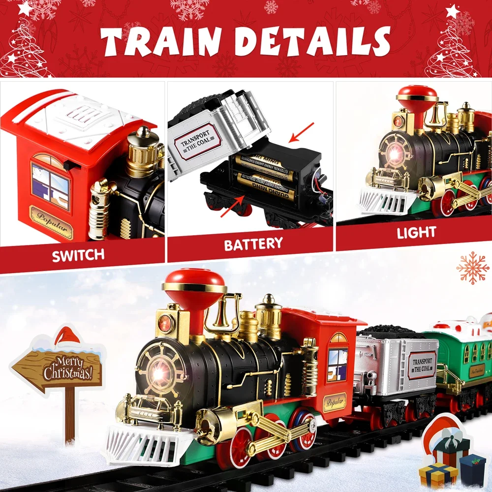 Christmas Train Set Festive Mini Locomotive Model Railway Kits Electric Tracks Toys Kids Gift